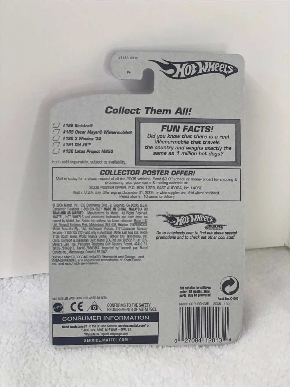 Hot Wheels 2006 Oscar Mayer Wienermobile #189 Toy Car Collector Still In Package